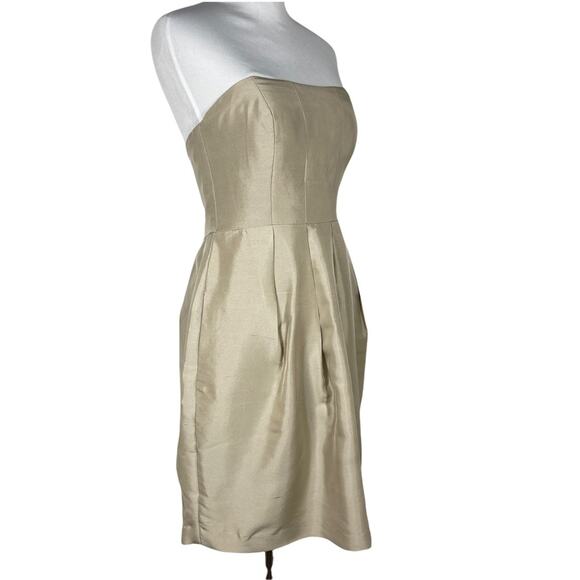 Jenny Yoo Collection Gold Pleated Strapless Mini Dress size 6 - Picture 2 of 8